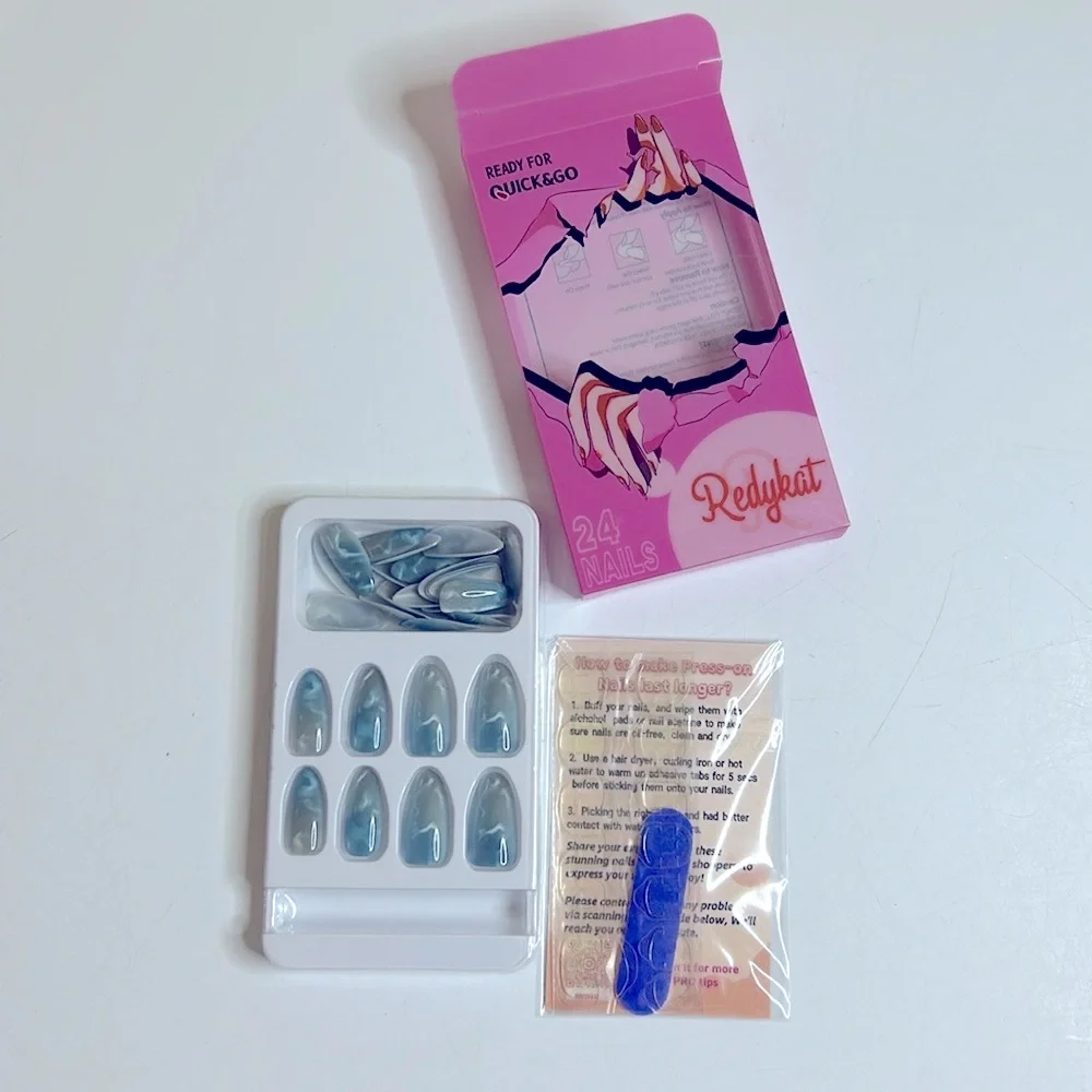 Blue Ice Age Almond Press-On Nail Set